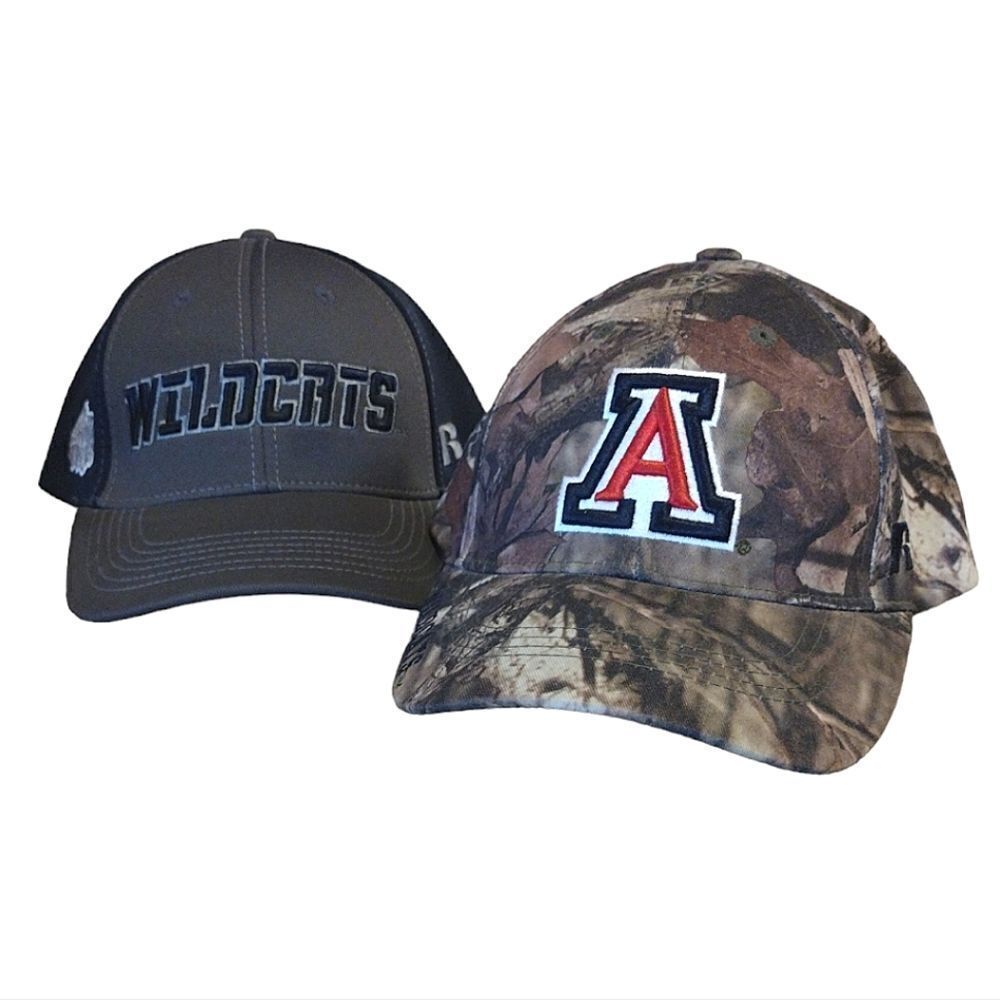 2 Russell Arizona AZ Wildcats Logo Strap Back Hat Bundle Camouflage Blue Gray